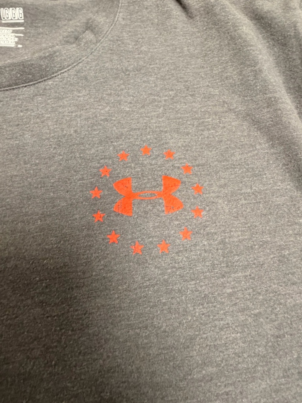 Under Armour Freedom Flag T-Shirt Men’s Large Gray Red Graphic Wounded Warrior - Picture 6 of 10